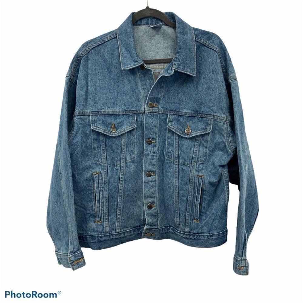 Denim Jeans Jacket Made in the USA. Wild Blueberries Imprint. Medium.